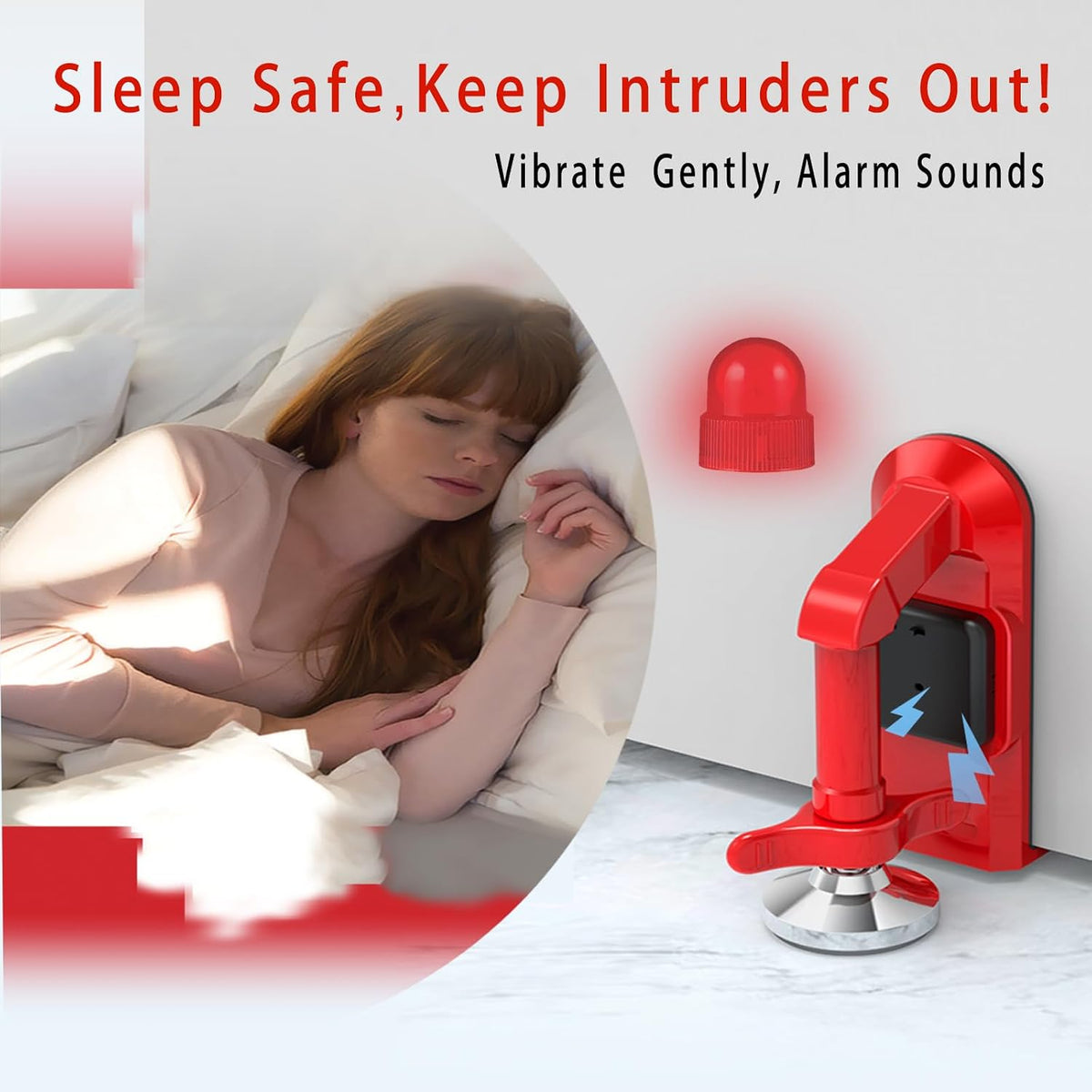 Upgraded Portable Door Stop Alarm with Strong Grip to the Floor, Non-Slip Door Stoppers Security Alarm Lasts 5 Seconds with 80Db, Perfect for Travel & Home Security